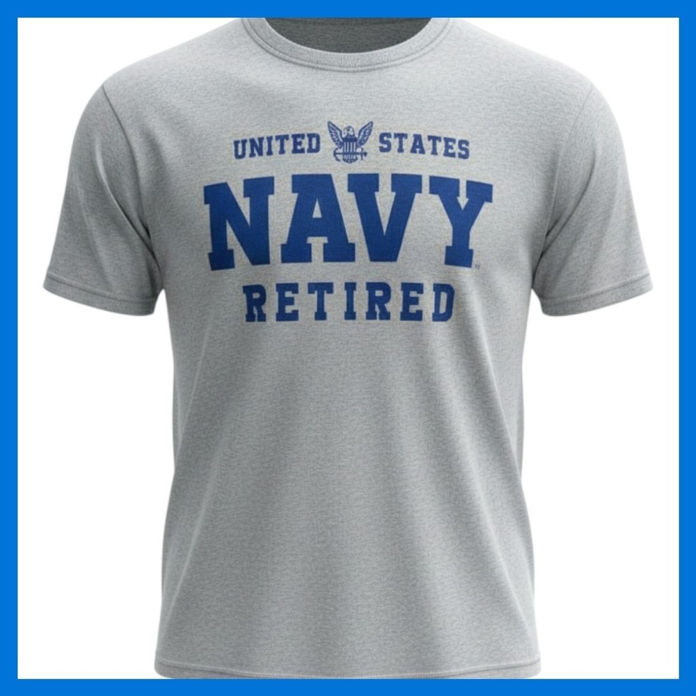 Soffe Mens XL United States Navy Retired Graphic T-Shirt Heather Gray USN Tee